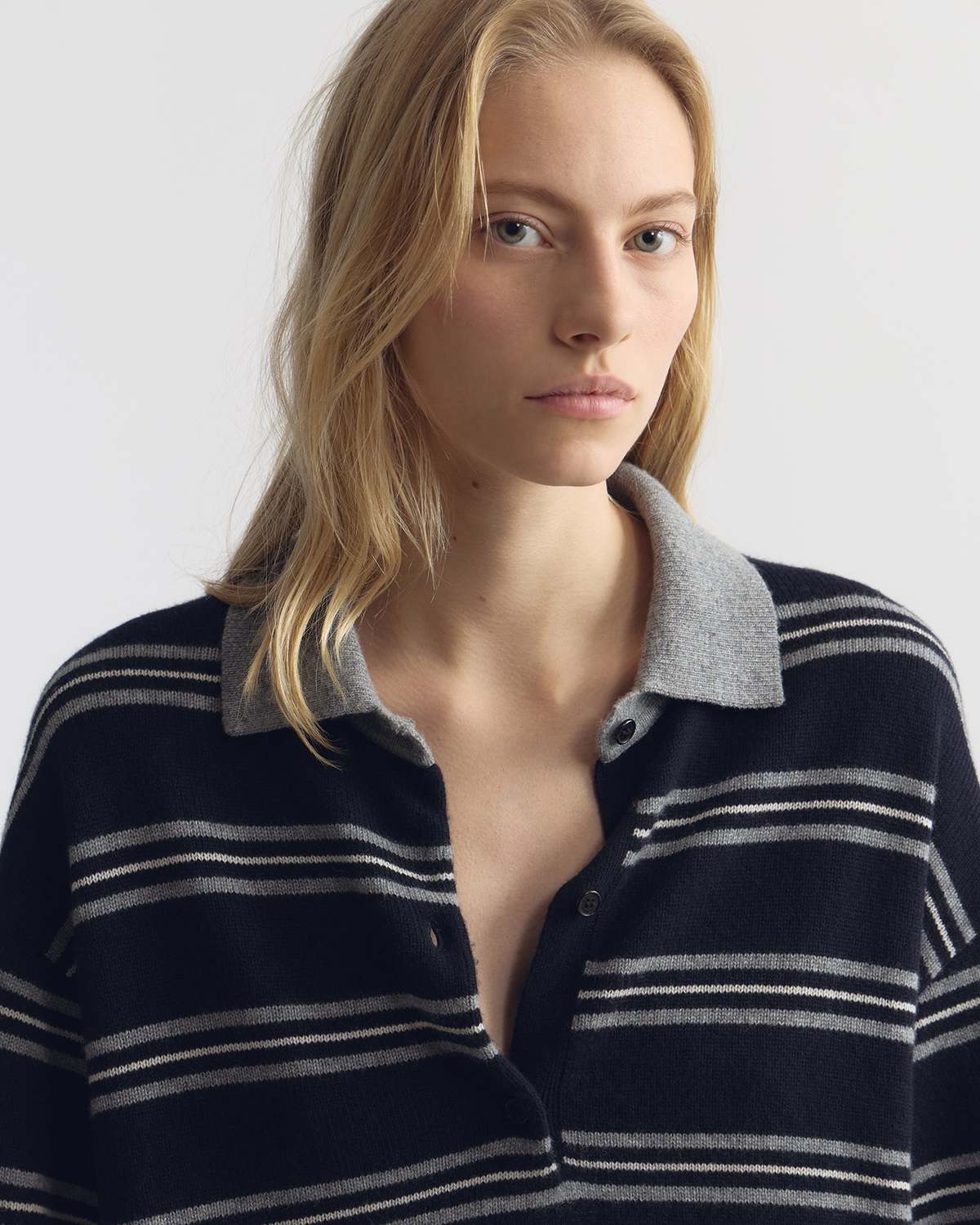Nili Lotan Galvez Stripe Polo Sweater - Image 3 of 4
