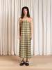 Ali Golden Square Neck Slip Dress - Olive Plaid - Thumbnail 3