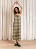 Ali Golden Square Neck Slip Dress - Olive Plaid - Thumbnail 4