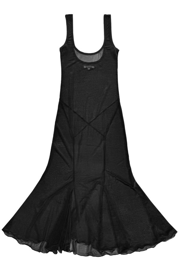 Ali Golden Tank Dress with Asymmetrical Hem Dress - Black