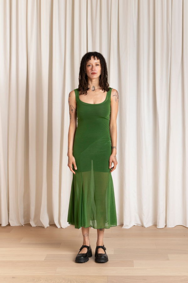 Ali Golden Tank Dress with Asymmetrical Hem Dress