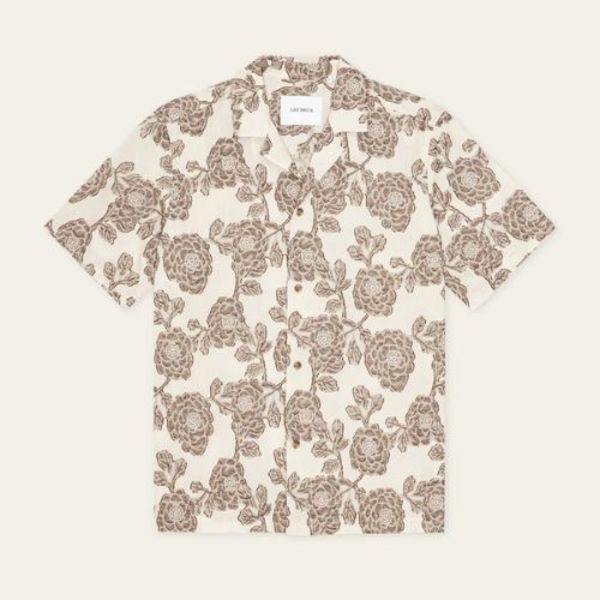 LES DEUX Lesley Flower Jacquard Short Sleeve Shirt - Ivory LES DEUX Lesley Flower Jacquard Short Sleeve Shirt - Ivory