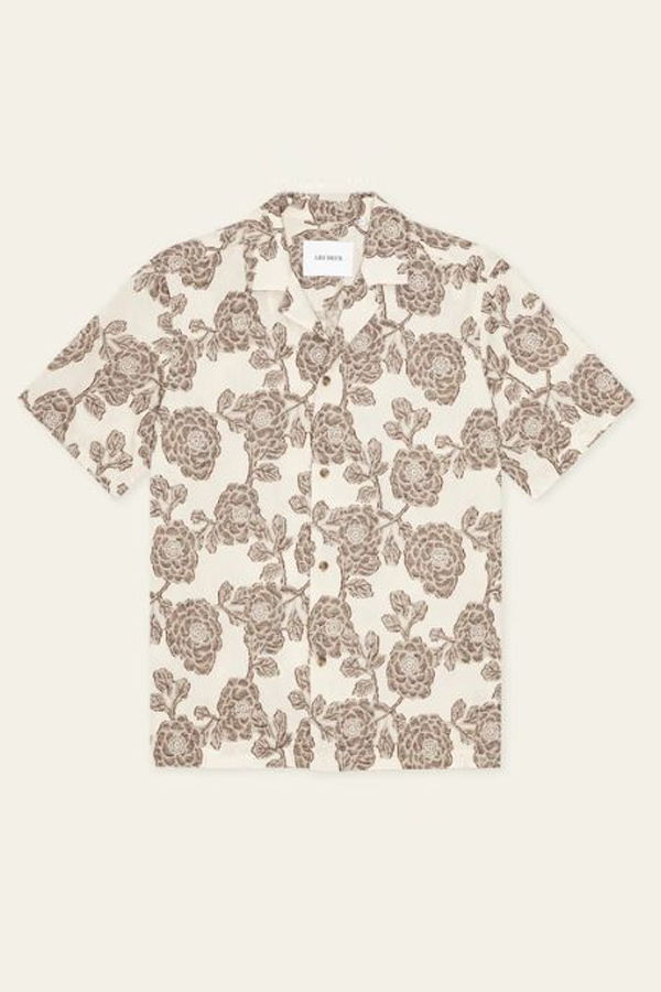 LES DEUX Lesley Flower Jacquard Short Sleeve Shirt - Ivory