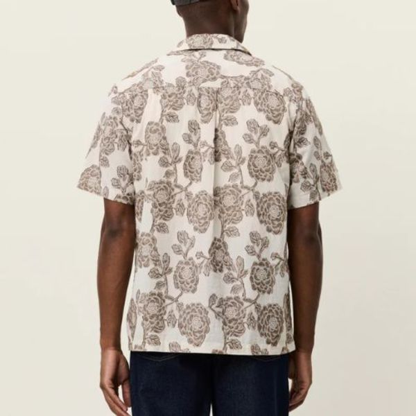 LES DEUX Lesley Flower Jacquard Short Sleeve Shirt - Ivory