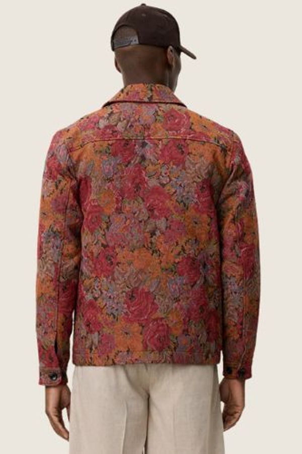 LES DEUX Marseille Jacquard Zip Jacket - Red Dhalia