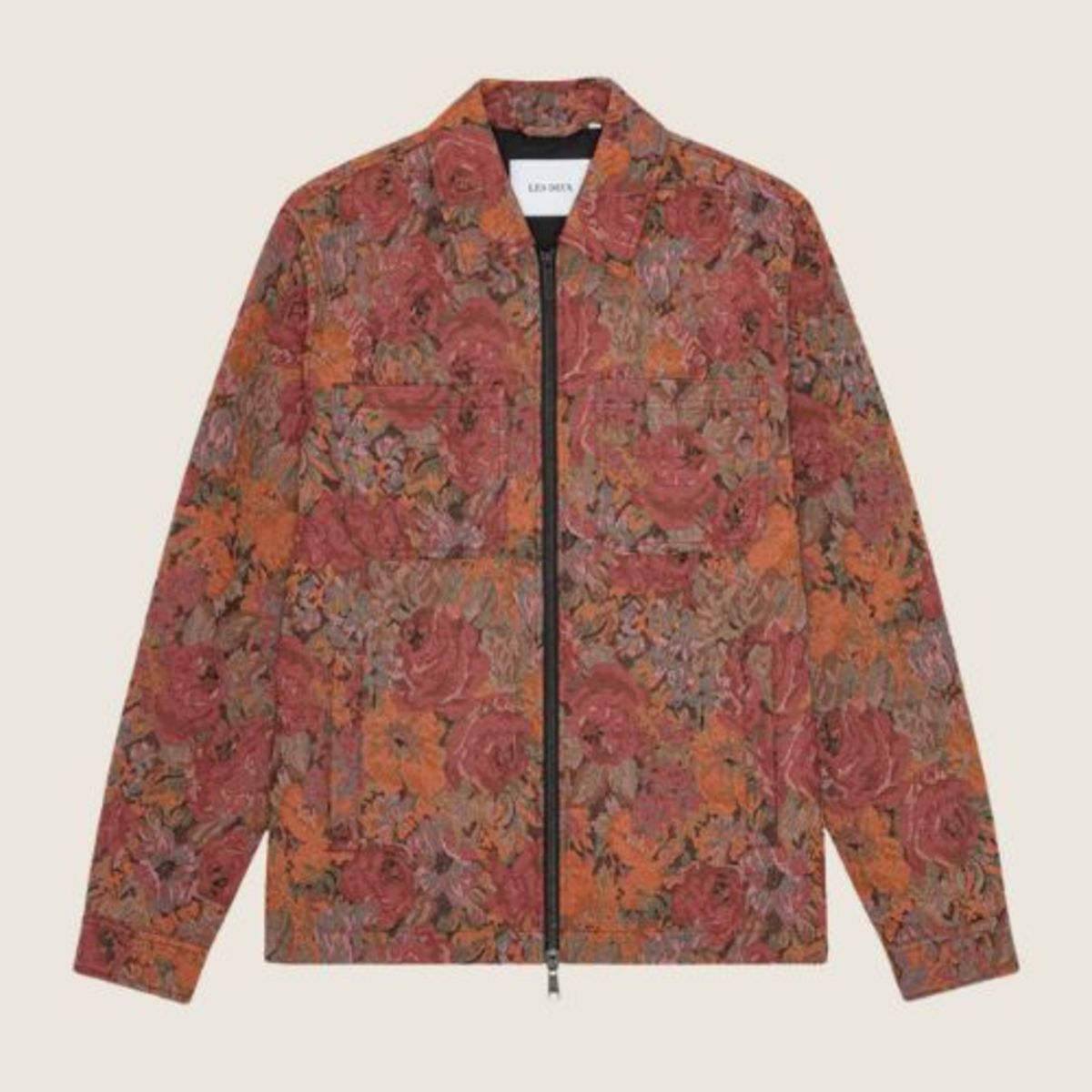 LES DEUX Marseille Jacquard Zip Jacket - Red Dhalia - Image 3 of 4