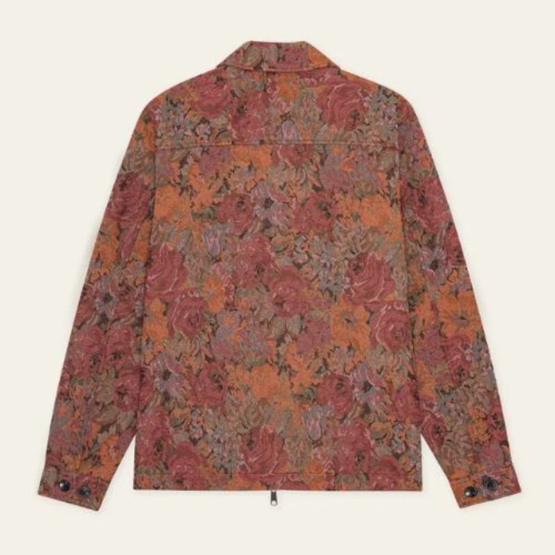 LES DEUX Marseille Jacquard Zip Jacket - Red Dhalia