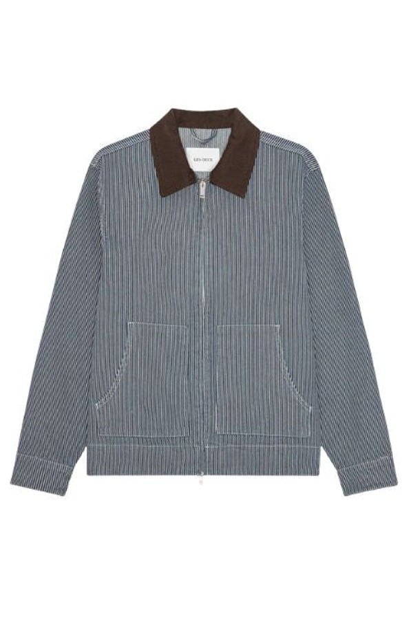 LES DEUX Robert Striped Jacket - Dark Navy