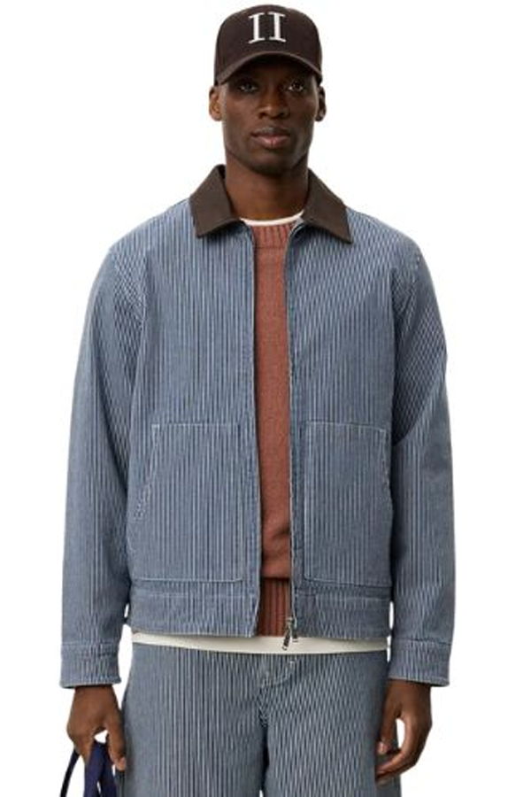 LES DEUX Robert Striped Jacket - Dark Navy