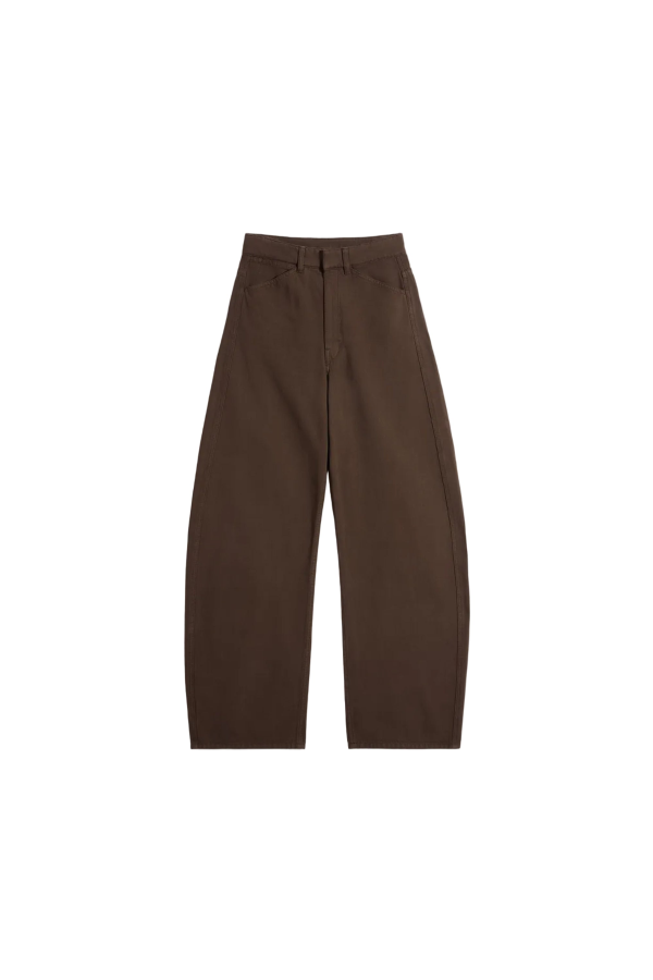 Lemaire Dyed Heavy Broken Twill High Waisted Curved Pants - Cacao