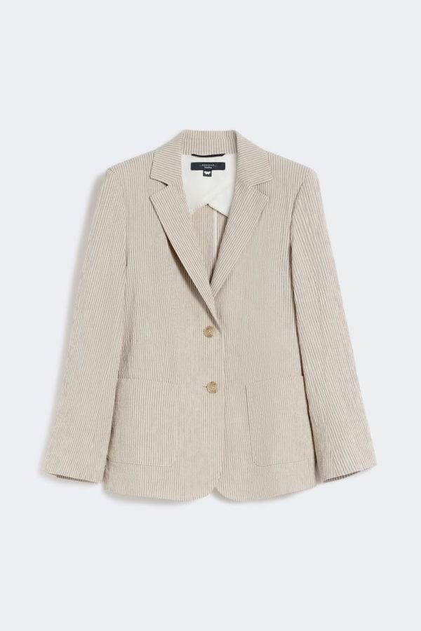Weekend Max Mara Cotton & Linen Seersucker Blazer - Sand