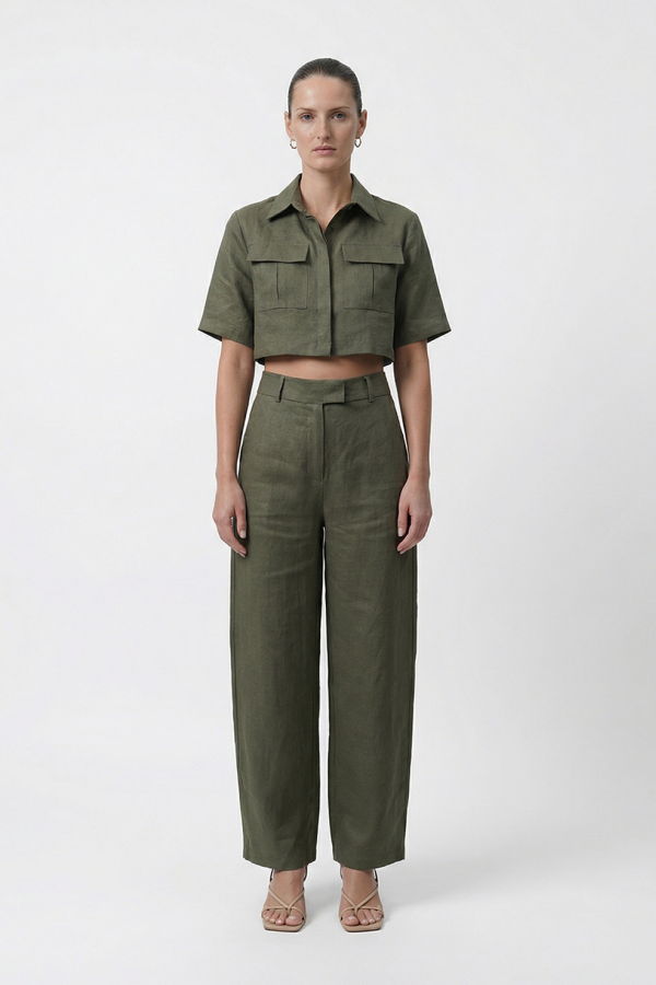 Parentezi Valeria Cargo Crop Top - Olive