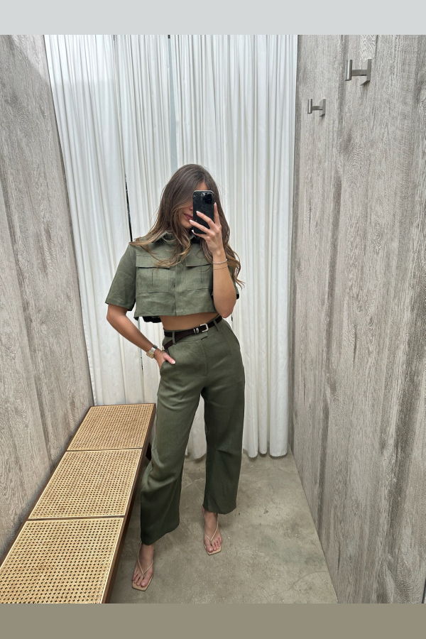 Parentezi Valeria Cargo Crop Top - Olive
