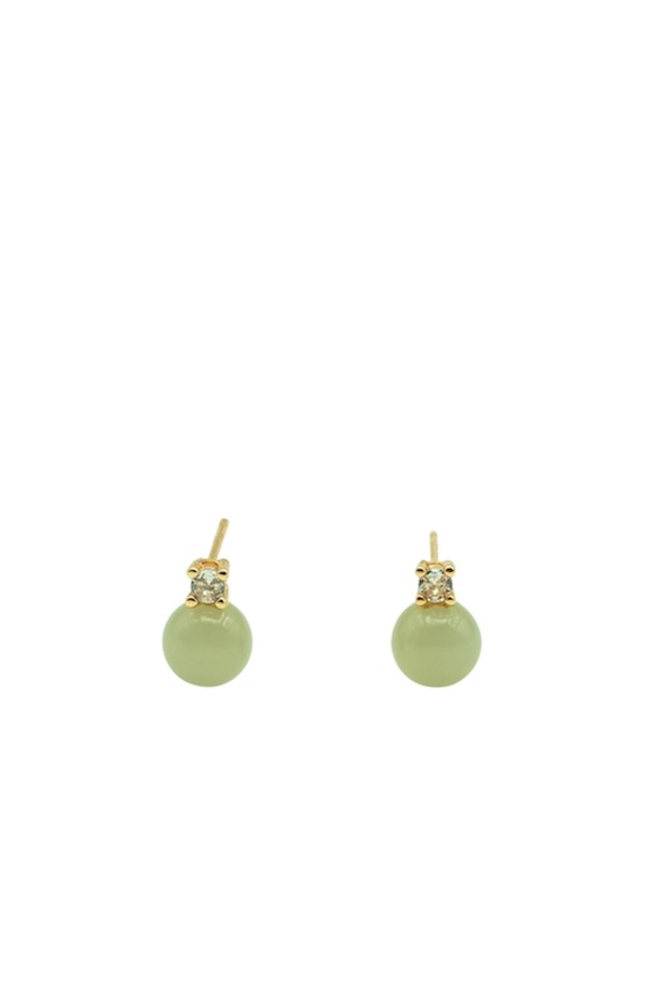 seree Esther Green jade and zircon stud earrings
