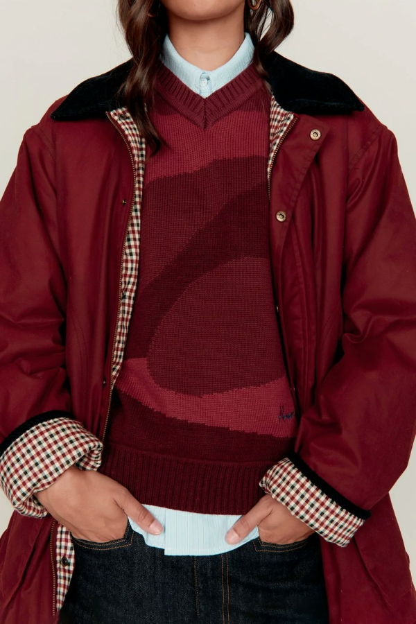 House of Sunny The Waxed Rain Jacket - Wine