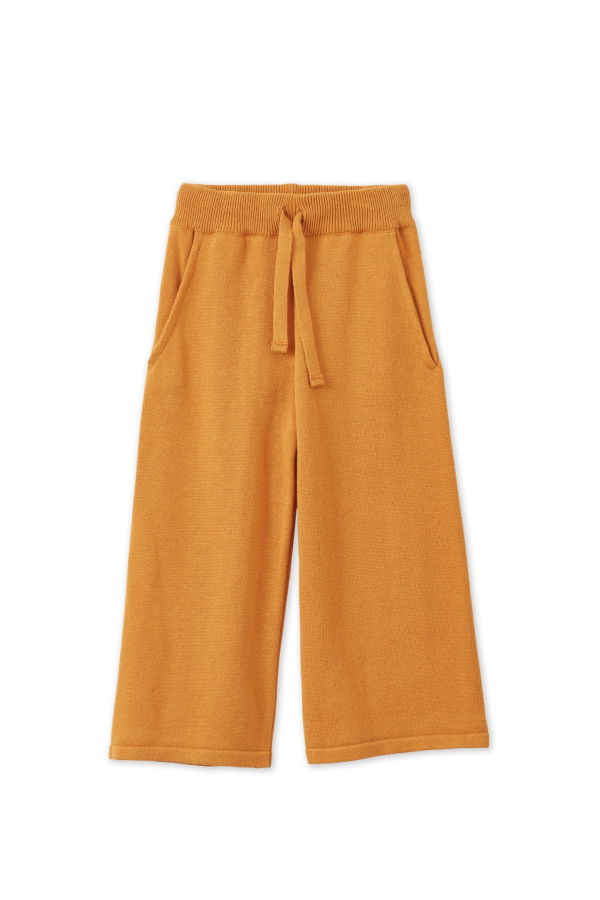 KIDS Vild House of Little Organic Knit Wide Leg Trousers - Dark Ochre