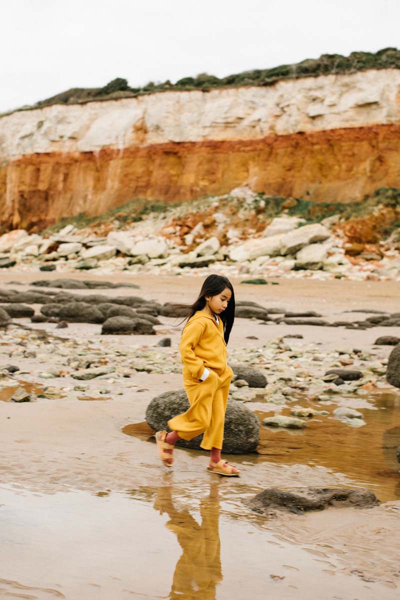 KIDS Vild House of Little Organic Knit Wide Leg Trousers - Dark Ochre