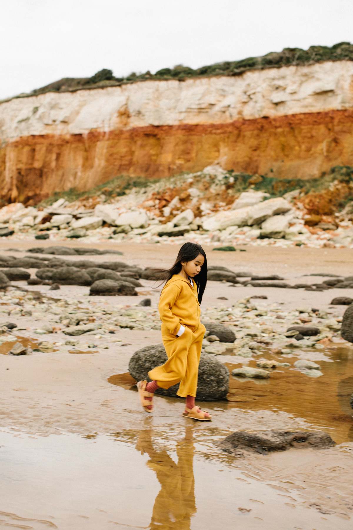 KIDS Vild House of Little Organic Knit Wide Leg Trousers - Dark Ochre - Image 3 of 4