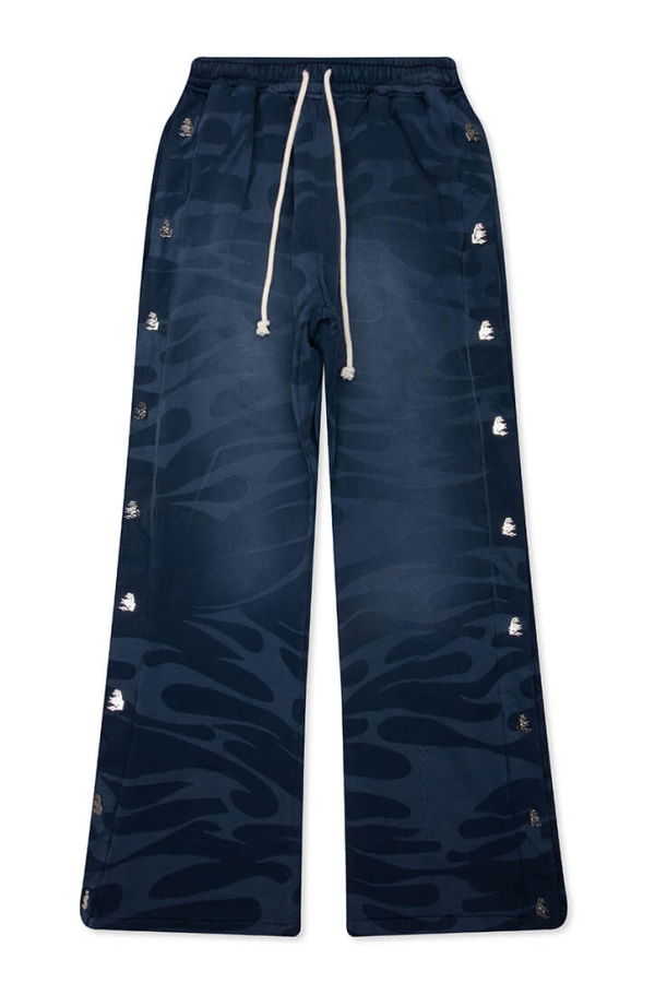 Hellstar SNAP Sweatpants with Flame Pants - Blue