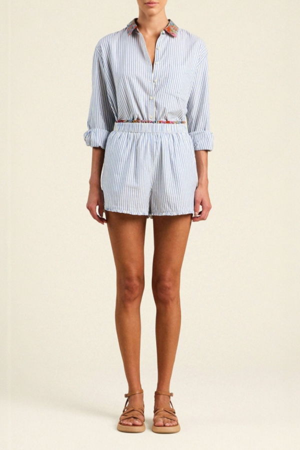 Trovata Birds of Paradise Lucille Short Shorts - Seaside Stripe