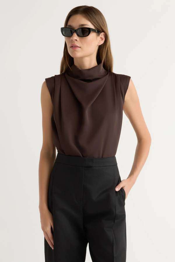 Modern Citizen Allegra Gathered-Neck Sleeveless Blouse