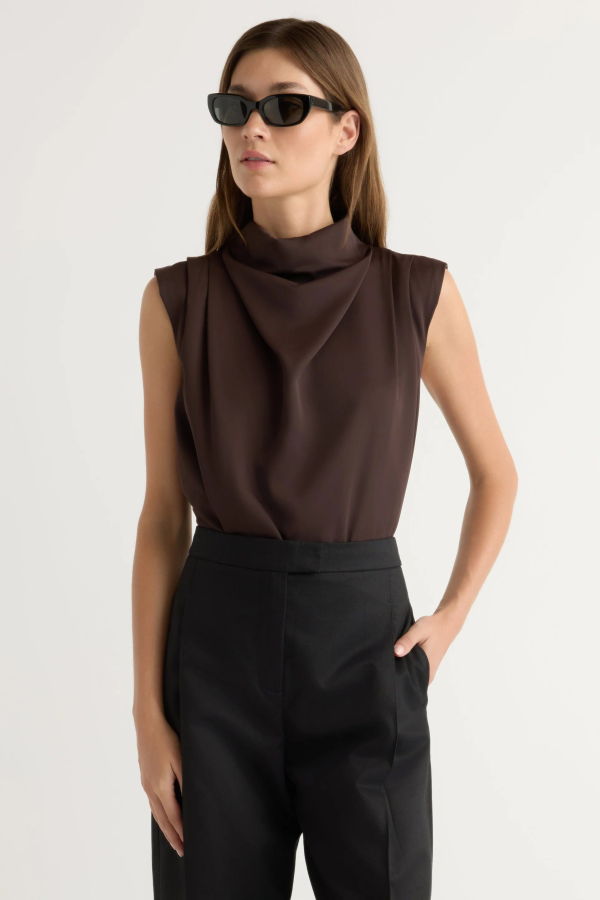 Modern Citizen Allegra Gathered-Neck Sleeveless Blouse
