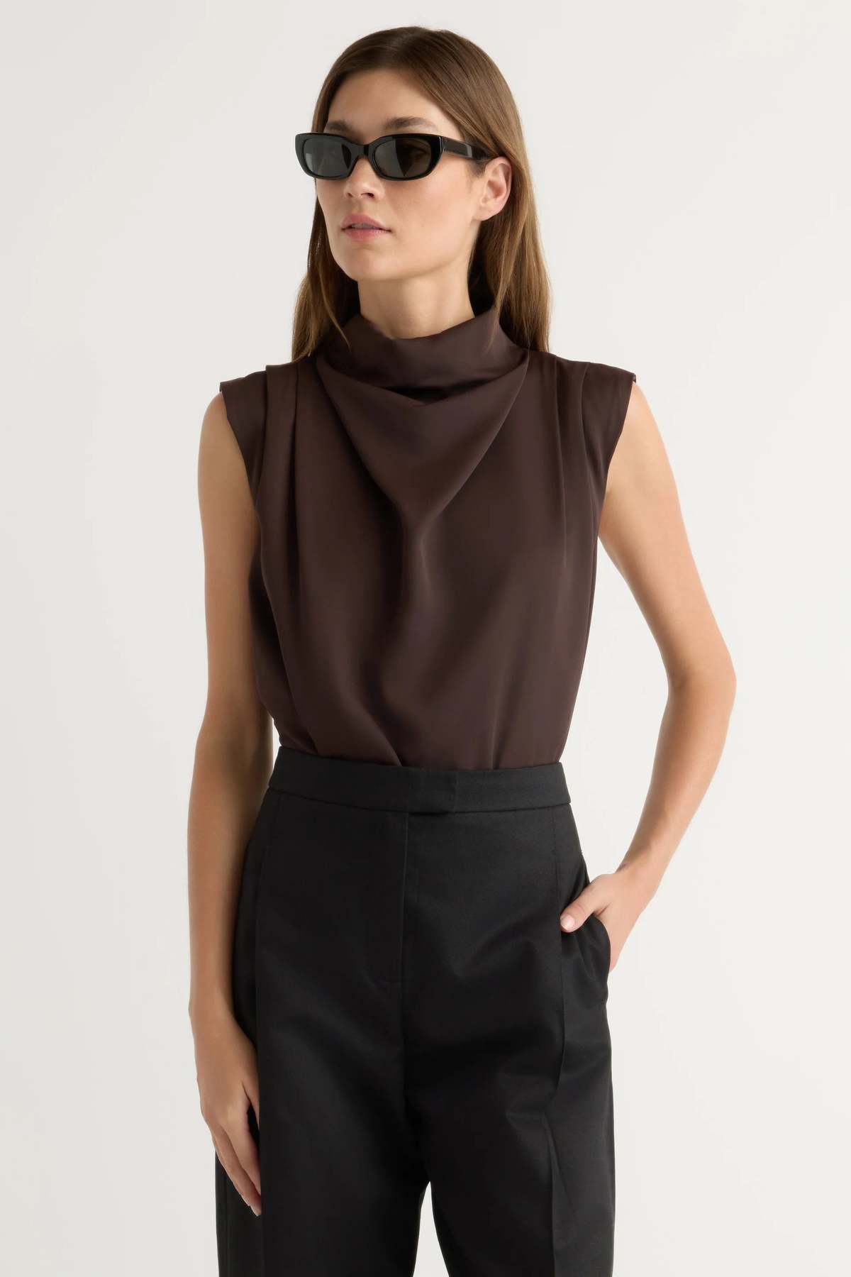 Modern Citizen Allegra Gathered-Neck Sleeveless Blouse - Image 1 of 4