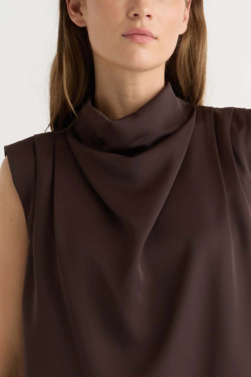 Modern Citizen Allegra Gathered-Neck Sleeveless Blouse