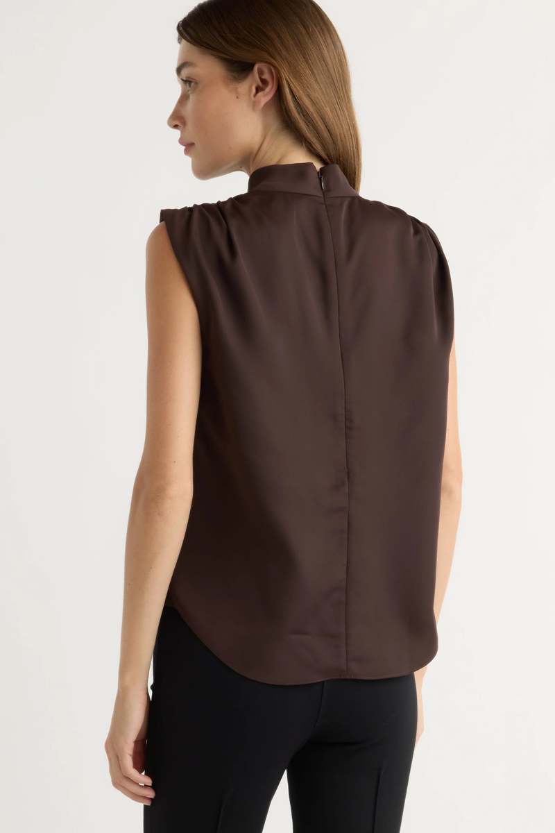 Modern Citizen Allegra Gathered-Neck Sleeveless Blouse