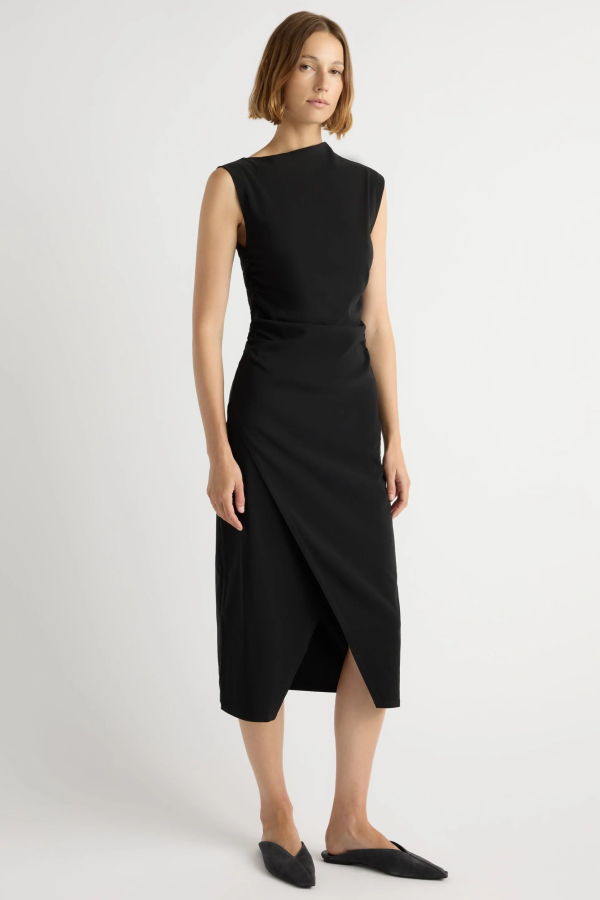 Modern Citizen Manon Asymmetric-Neck Ruched Dress