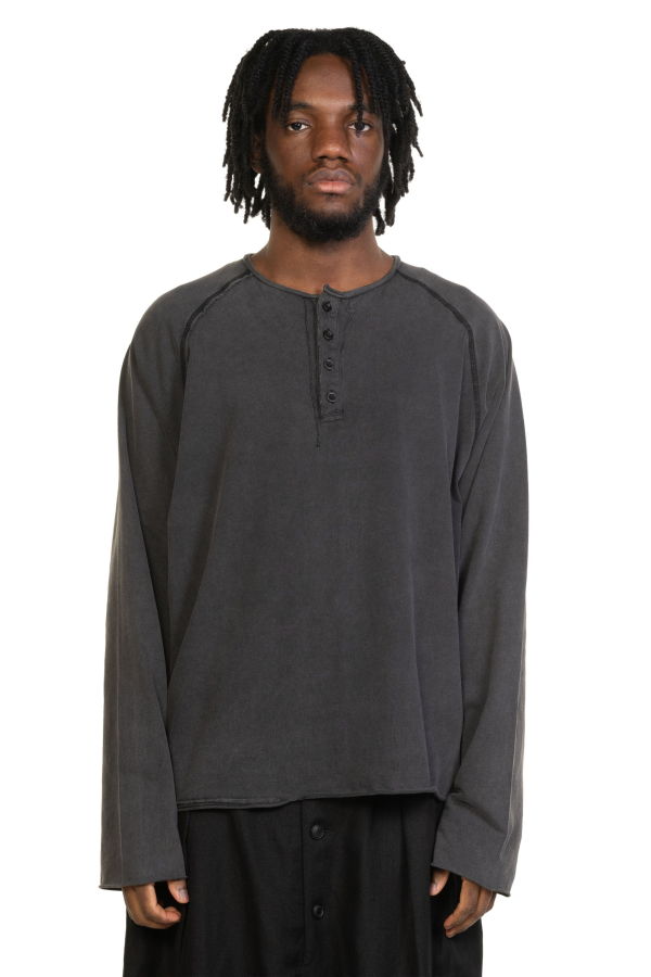 Professor.E Henley LS Dyed Grey Top