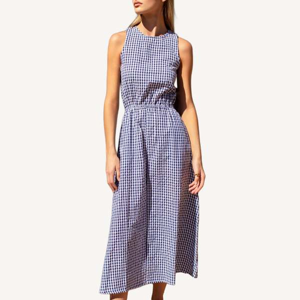 Emerson Fry Studio Sundress - Navy Seersucker Dress
