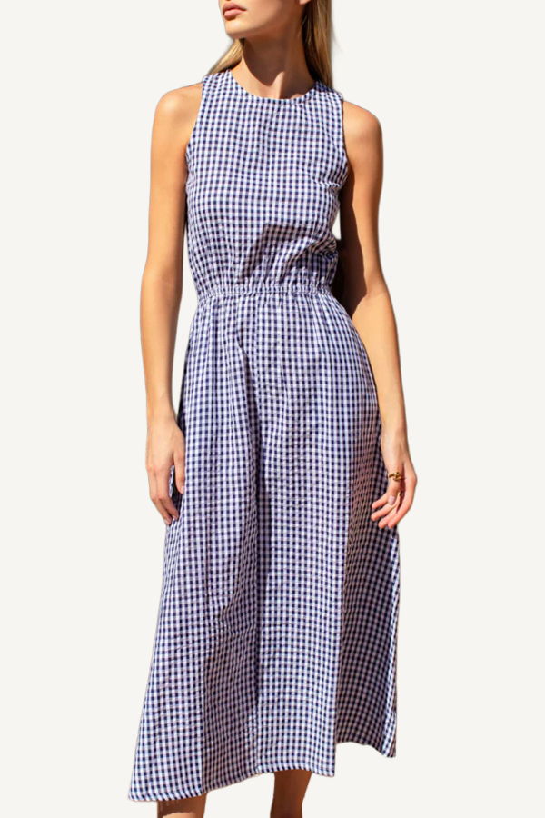 Emerson Fry Studio Sundress - Navy Seersucker Dress