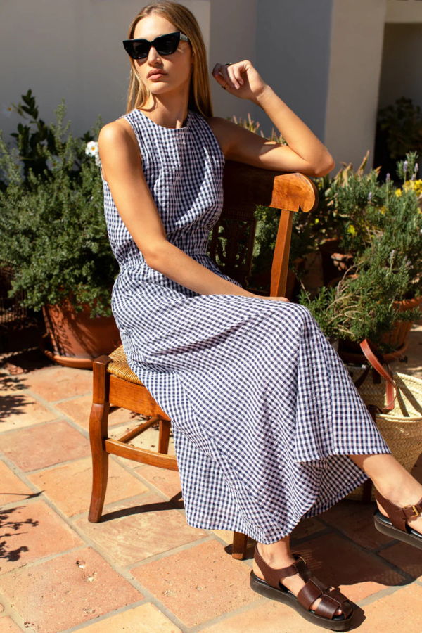 Emerson Fry Studio Sundress - Navy Seersucker Dress