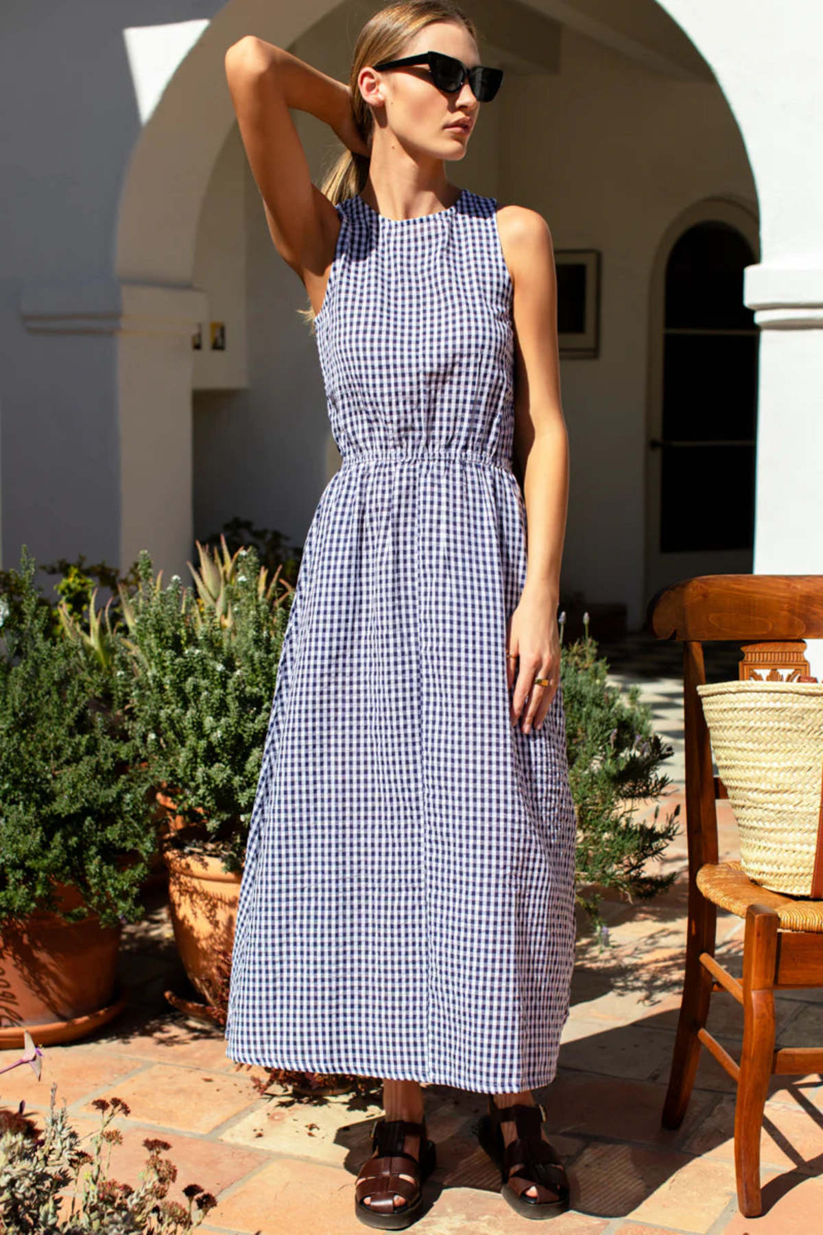 Emerson Fry Studio Sundress - Navy Seersucker Dress - Image 3 of 7