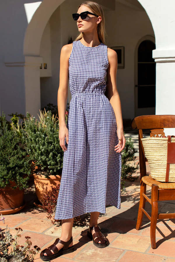 Emerson Fry Studio Sundress - Navy Seersucker Dress
