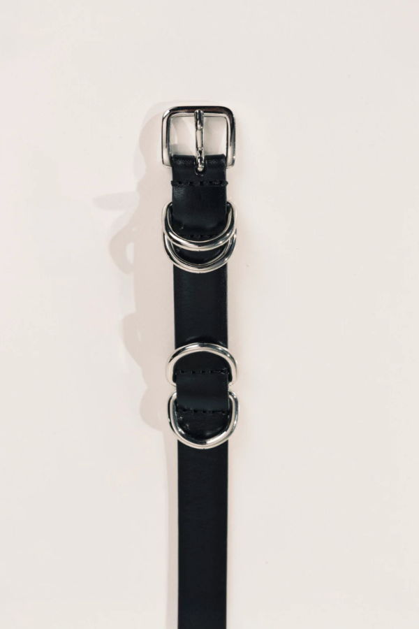 Dehanche Constance Silver Belt in Black Leather