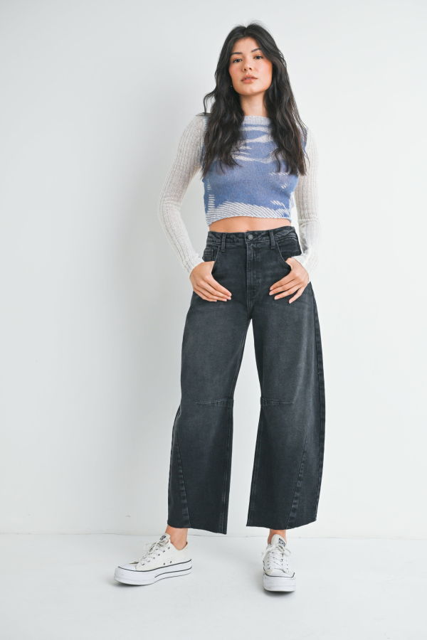 Just Black Denim The Seamed Barrel Jean - Medium Denim