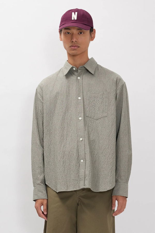 Norse Projects Falster Oversized Textured Stripe Shirt