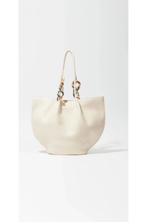 Jonathan Simkhai Arlo Chain Pebble Leather Tote - Cream