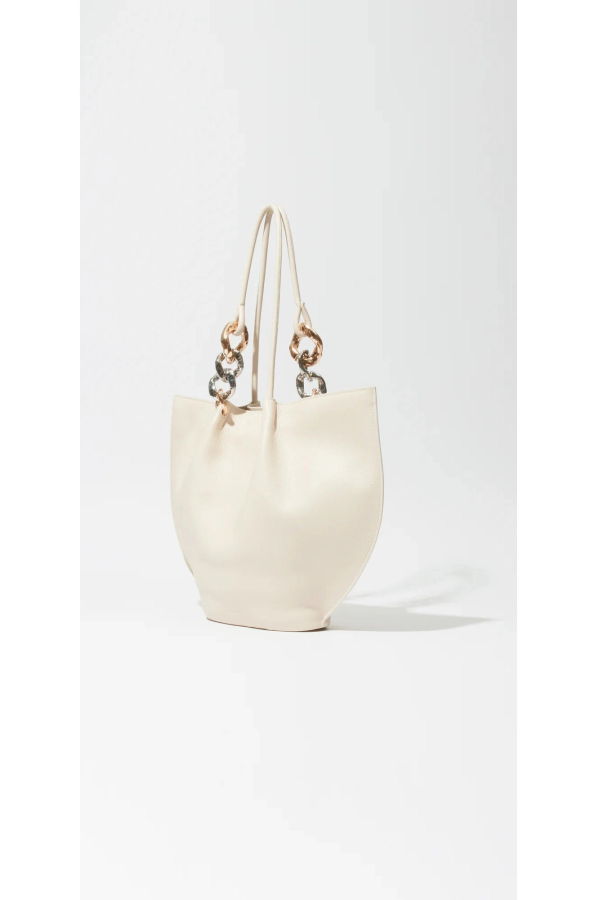 Jonathan Simkhai Arlo Chain Pebble Leather Tote - Cream