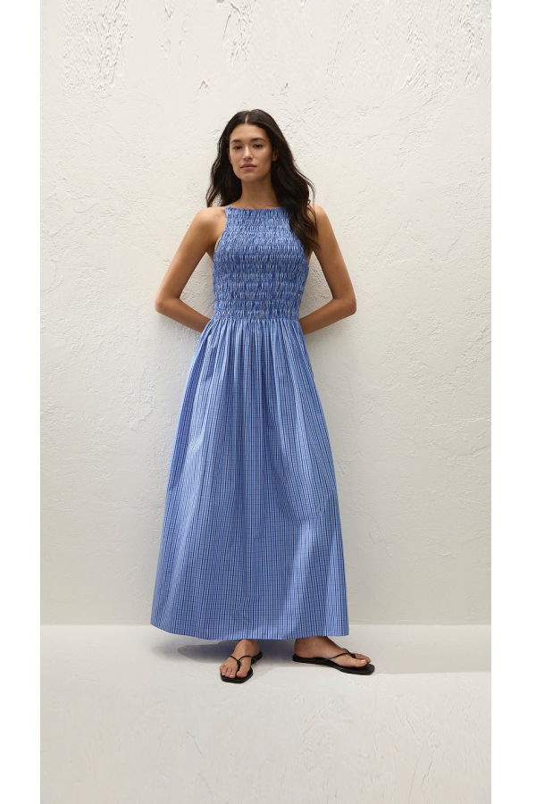 Faithfull The Brand Laia Maxi Dress - Blue Gingham