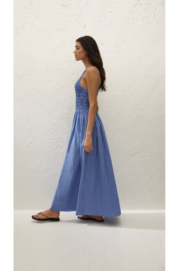 Faithfull The Brand Laia Maxi Dress - Blue Gingham