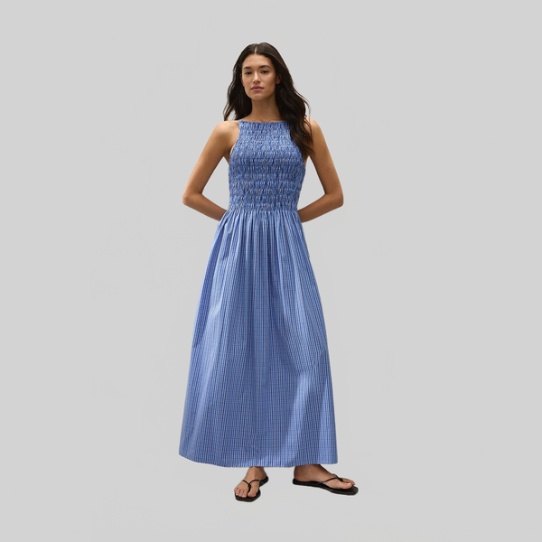 faithfull laia shirred gingham cotton maxi dress Laia checked cotton maxi dress - red