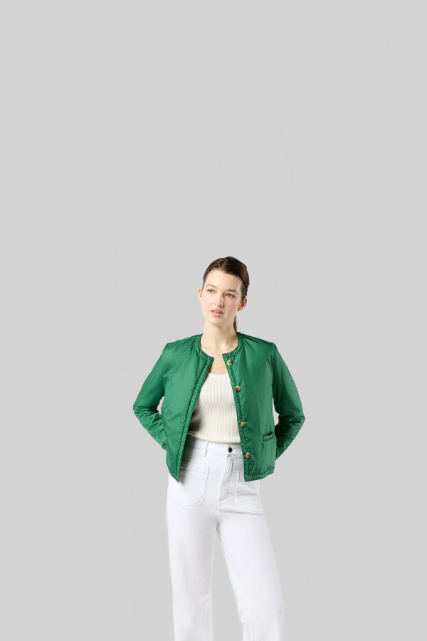 MASHBURN Megan Cardigan Jacket - Green Nylon