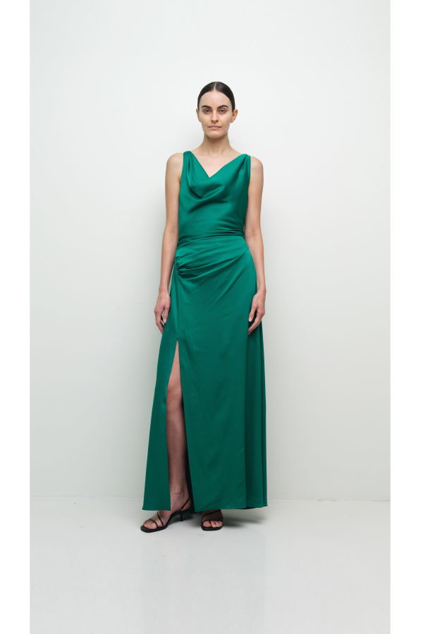 Jonathan Simkhai Melaney Satin Gown - Kelly Green