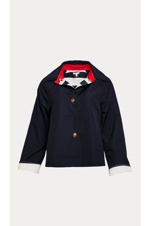 Frances Valentine Short Spiffy Trench Jacket - Navy
