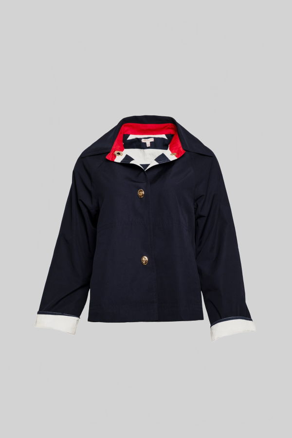 Frances Valentine Short Spiffy Trench Jacket - Navy