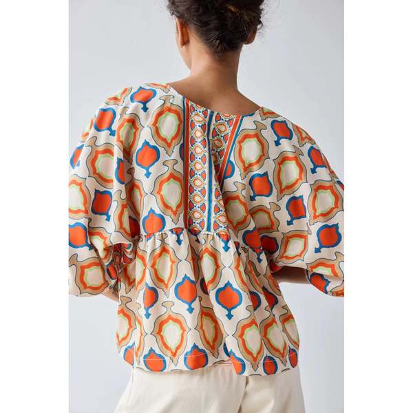 Hope for Flowers by Tracy Reece Square Neck Blouse - Custard Medallion