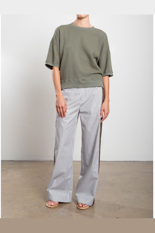 Pharaoh Wes Pant in Organic Cotton Stripe - Olive